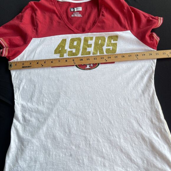 NFL Team Apparel San Francisco 49er Shirt Womens XXL 2X Glitter Logo Lightweight - Picture 7 of 10
